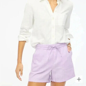 J Crew Linen Shorts Lavender Purple Drawstring NWT Pockets Women’s Size XXL